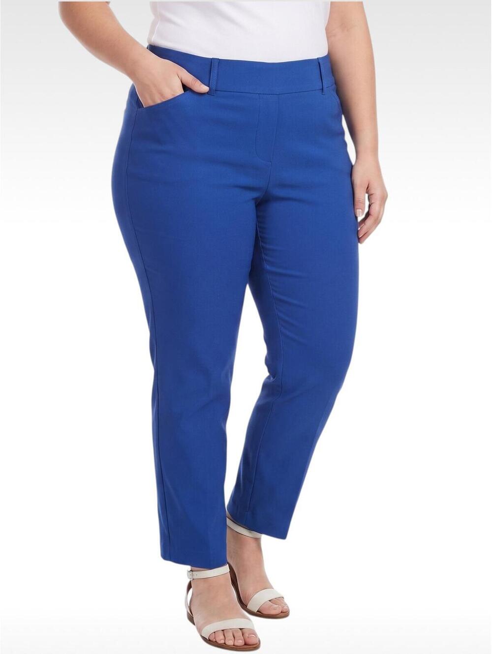 Hilary Radley Ladies' Pull-On Slim Leg Pants Blue Size XXL Tummy Control